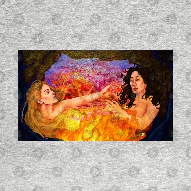 A portrait of two women on fire - Villaneve fanart by dangerbeforeyou